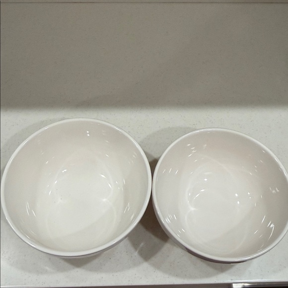 Rae Dunn Artisan Collection White ceramic Bowls with “stir” and “blend” labels - Picture 2 of 3